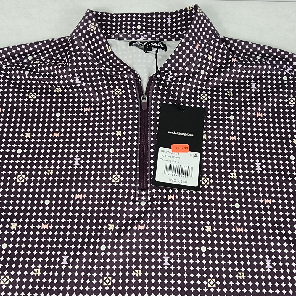 Bad Birdie Purple and White Patterned Polo